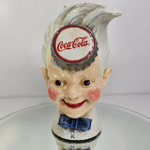 Coca Cola Cast Iron Sprite Boy Soda Head - Heavy Coin Bank